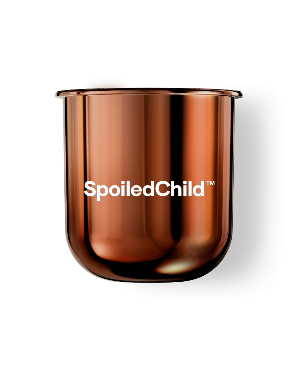 A close-up product shot of a SpoiledChild M26 metallic copper refill capsule against a white background, featuring the brand name printed in white across the center.